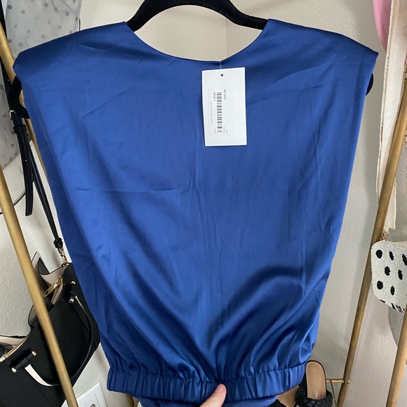 Navy Crop Silk Top! - Picture 1 of 4